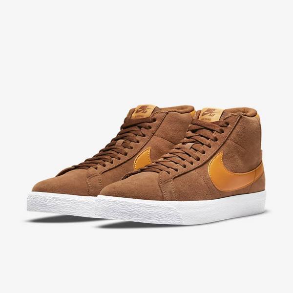 Nike SB Zoom Blazer Mid Skateschoenen Heren Wit Geel | NK358KVN