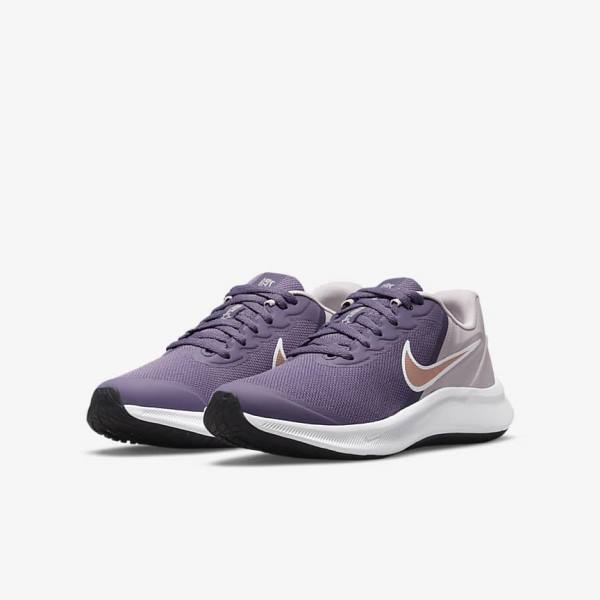 Nike Star Runner 3 Older Weg Hardloopschoenen Kinderen Paars Grijs Metal Rood Bruin | NK967KYC