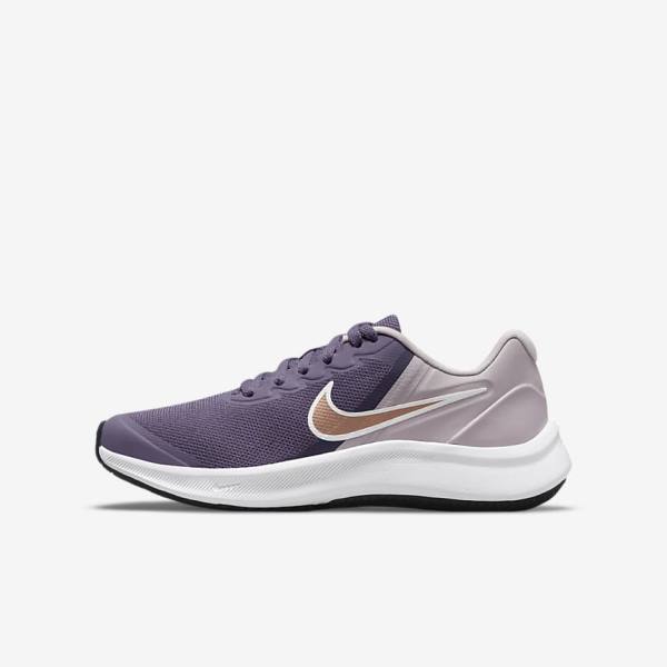 Nike Star Runner 3 Older Weg Hardloopschoenen Kinderen Paars Grijs Metal Rood Bruin | NK967KYC