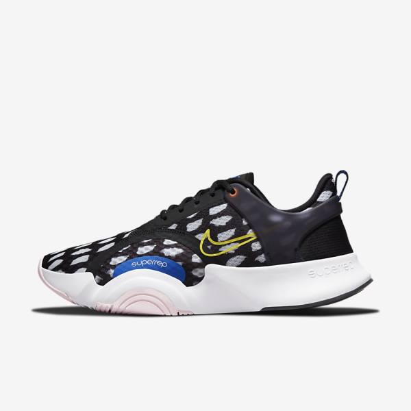 Nike SuperRep Go 2 Fitness Schoenen Heren Zwart Wit Blauw Geel | NK307FDT