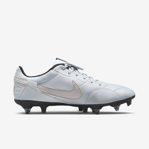 Nike The Premier 3 SG-PRO Anti-Clog Traction Soft-Ground Voetbalschoenen Heren Platina Zwart Metal Goud Wit | NK074IFZ