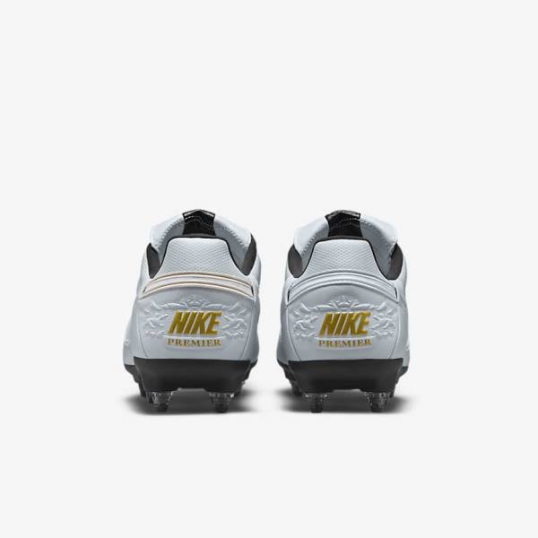 Nike The Premier 3 SG-PRO Anti-Clog Traction Soft-Ground Voetbalschoenen Heren Platina Zwart Metal Goud Wit | NK074IFZ