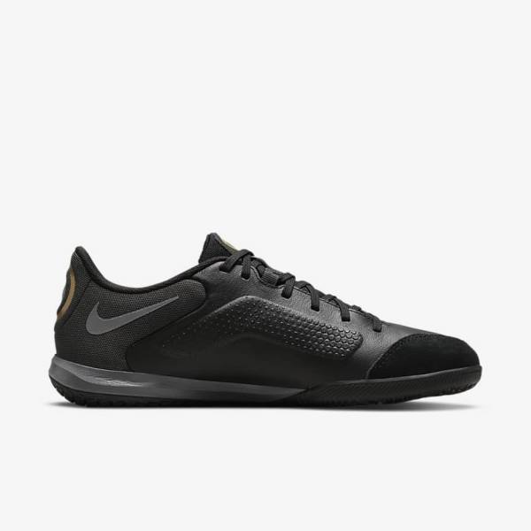 Nike Tiempo Legend 9 Academy IC Indoor-Court Voetbalschoenen Dames Zwart Donkergrijs Metal Goud Zwart | NK042RXB