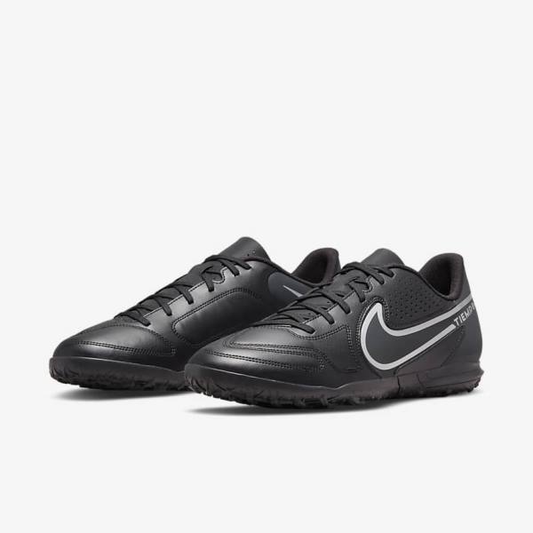 Nike Tiempo Legend 9 Club TF Turf Voetbalschoenen Heren Zwart Donkergrijs | NK724FMS