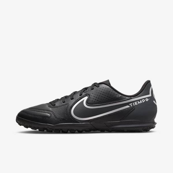 Nike Tiempo Legend 9 Club TF Turf Voetbalschoenen Heren Zwart Donkergrijs | NK724FMS