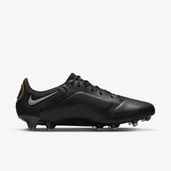 Nike Tiempo Legend 9 Elite FG Firm-Ground Voetbalschoenen Heren Zwart Donkergrijs Metal Goud Metal Donkergrijs | NK340VLG