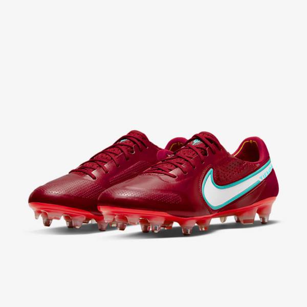 Nike Tiempo Legend 9 Elite SG-Pro AC Soft-Ground Voetbalschoenen Dames Rood Lichtrood Wit | NK106ZSX