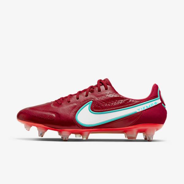 Nike Tiempo Legend 9 Elite SG-Pro AC Soft-Ground Voetbalschoenen Dames Rood Lichtrood Wit | NK106ZSX