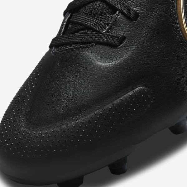 Nike Tiempo Legend 9 Pro FG Firm-Ground Voetbalschoenen Dames Zwart Donkergrijs Metal Goud Metal Donkergrijs | NK076XER