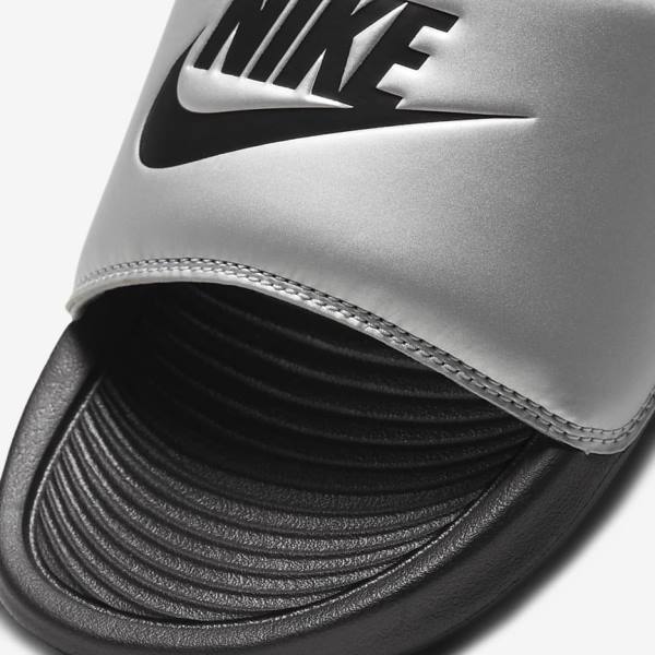 Nike Victori One Badslippers Dames Zwart Metal Zilver Zwart | NK137IOV