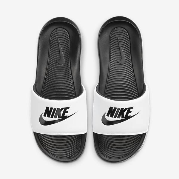 Nike Victori One Badslippers Heren Zwart Wit | NK923BQS