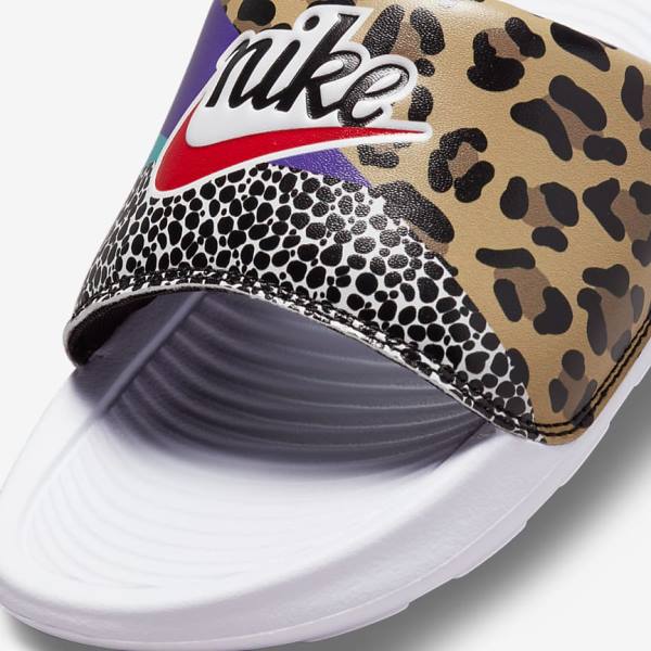 Nike Victori One Print Badslippers Dames Wit Zwart Paars Rood | NK453SIO