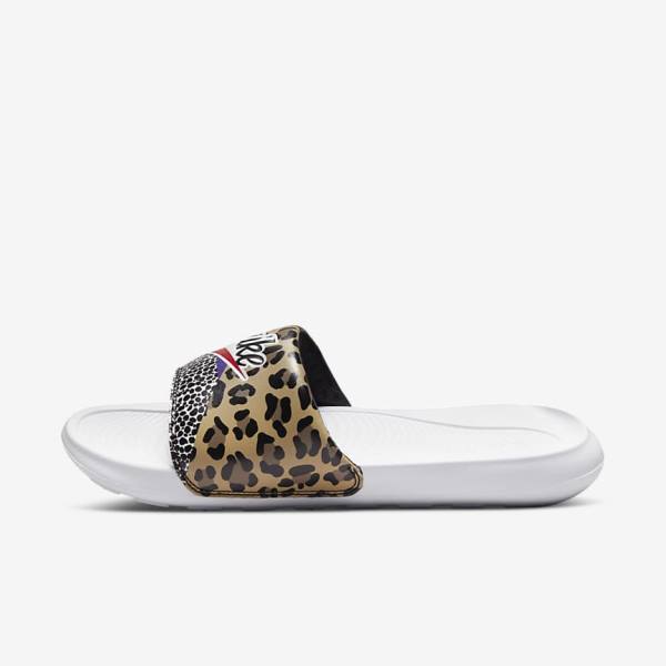 Nike Victori One Print Badslippers Dames Wit Zwart Paars Rood | NK453SIO