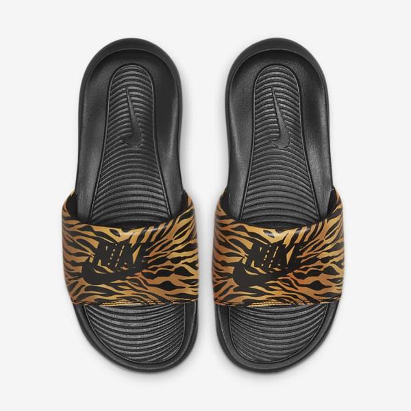 Nike Victori One Print Badslippers Dames Zwart | NK601XZK