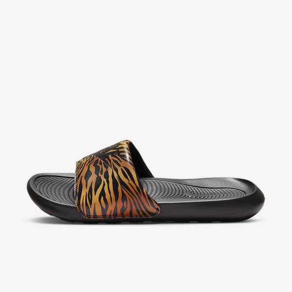 Nike Victori One Print Badslippers Dames Zwart | NK601XZK