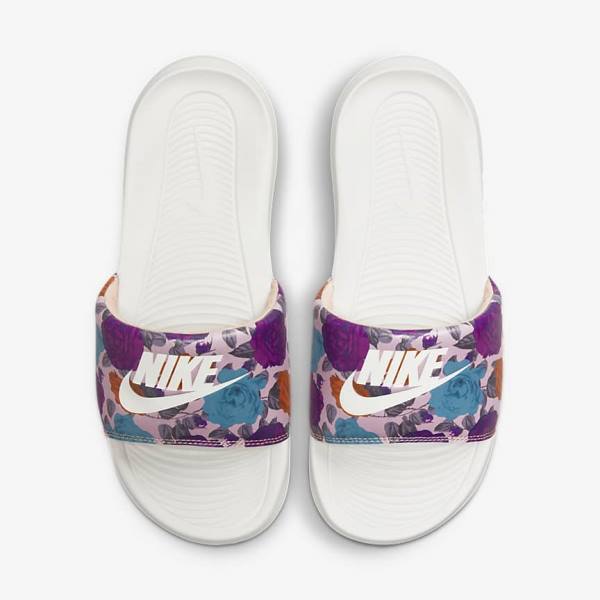 Nike Victori One Print Badslippers Dames Roze Roze Geel | NK615LRS