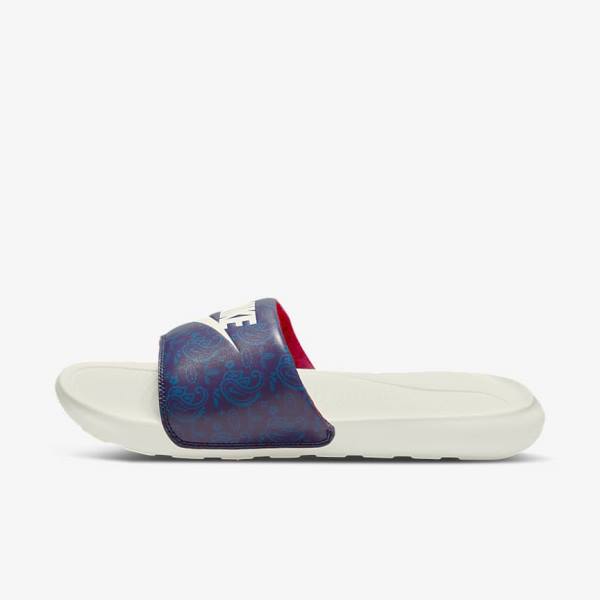 Nike Victori One Printed Badslippers Heren Blauw Donkerblauw Rood | NK495VQP