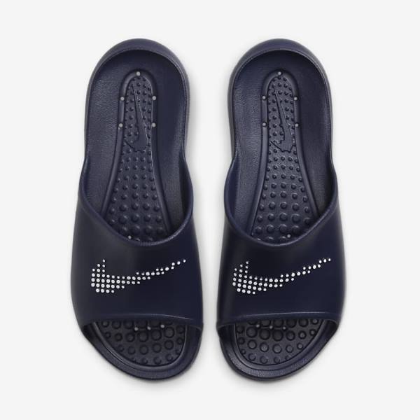 Nike Victori One Shower Badslippers Heren Donkerblauw Donkerblauw Wit | NK815PBE