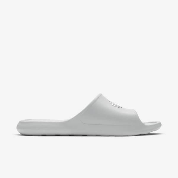 Nike Victori One Shower Badslippers Heren Lichtgrijs Lichtgrijs Wit | NK948SLZ