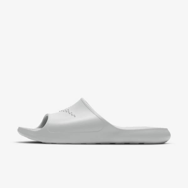 Nike Victori One Shower Badslippers Heren Lichtgrijs Lichtgrijs Wit | NK948SLZ