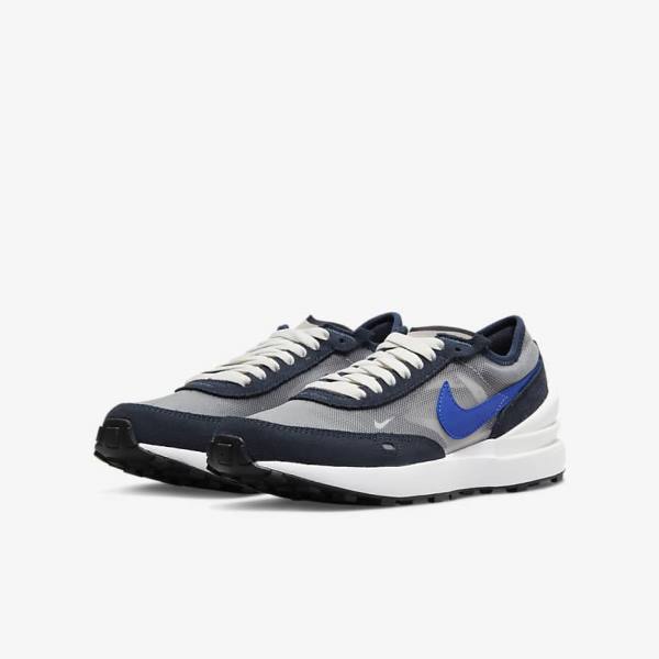 Nike Waffle One Older Sneakers Kinderen Donkerobsidian Zwart Koningsblauw | NK846RUI