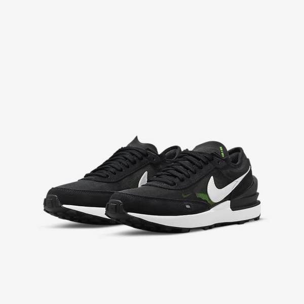 Nike Waffle One Older Sneakers Kinderen Donkergrijs Zwart Groen | NK874UNY