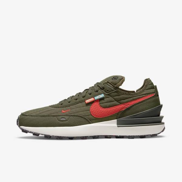 Nike Waffle One Premium Sneakers Heren Olijfgroen Zwart Oranje | NK187QCH