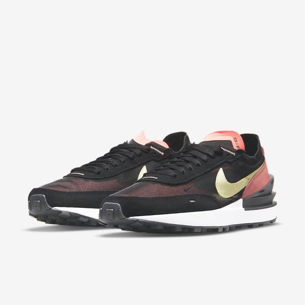 Nike Waffle One Sneakers Dames Zwart Rood Lichtgroen | NK103FSC