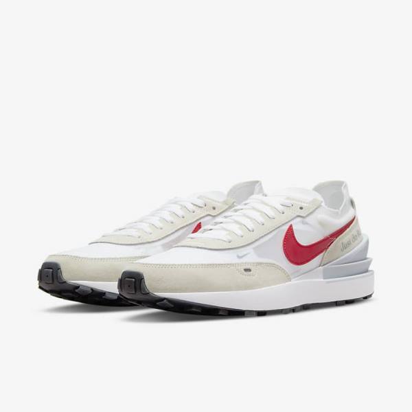 Nike Waffle One Sneakers Heren Wit Groen Metal Zilver Rood | NK037JFA