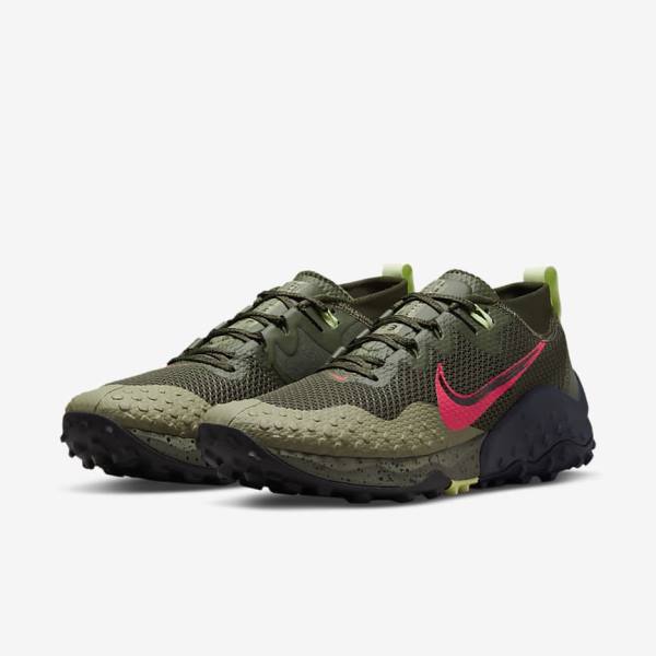 Nike Wildhorse 7 Trail Hardloopschoenen Heren Khaki Olijfgroen Obsidian Rood | NK930DVA