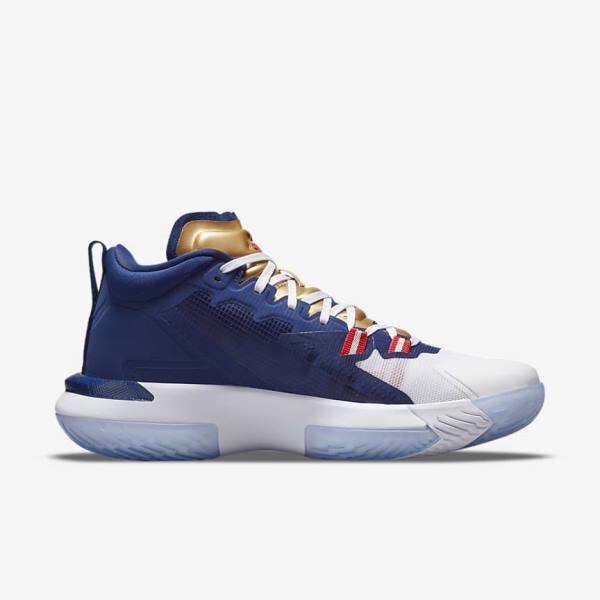 Nike Zion 1 Basketbalschoenen Heren Blauw Wit Metal Goud Rood | NK905SVI