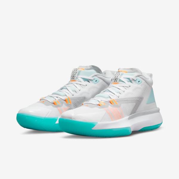 Nike Zion 1 Basketbalschoenen Heren Wit Oranje Turquoise Zwart | NK049EOW