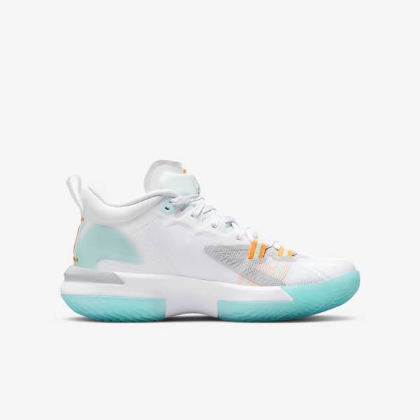 Nike Zion 1 Older Basketbalschoenen Kinderen Wit Oranje Turquoise Zwart | NK250VOG