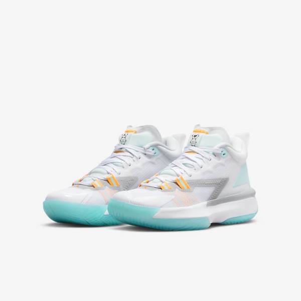 Nike Zion 1 Older Basketbalschoenen Kinderen Wit Oranje Turquoise Zwart | NK250VOG