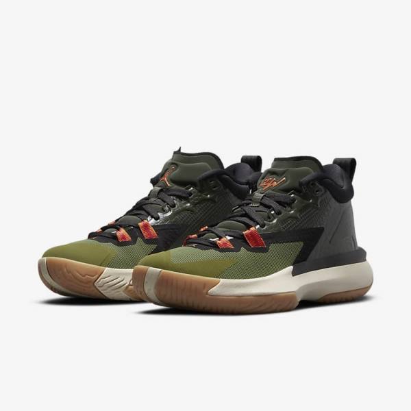 Nike Zion 1 Older Jordan Schoenen Kinderen Donkergrijs Groen Zwart | NK349TYU