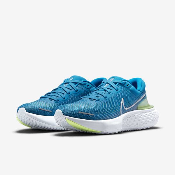 Nike ZoomX Invincible Run Flyknit Weg Hardloopschoenen Heren Blauw Lichtgroen Grijs Wit | NK132SHV