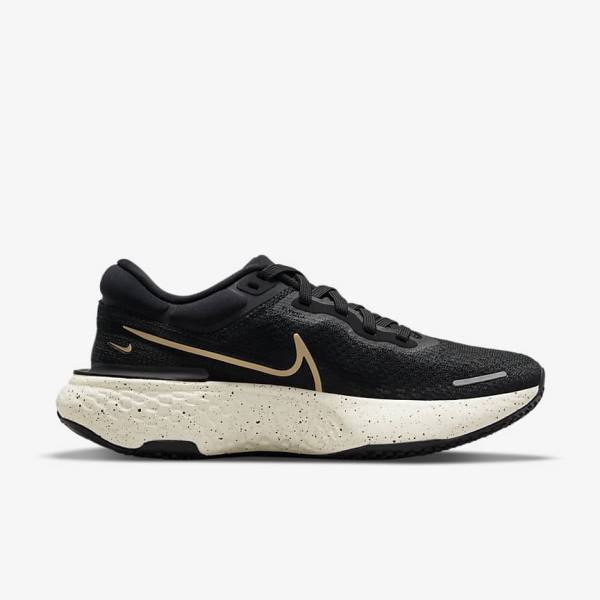 Nike ZoomX Invincible Run Flyknit Weg Hardloopschoenen Dames Zwart Metal Goud | NK506ULE