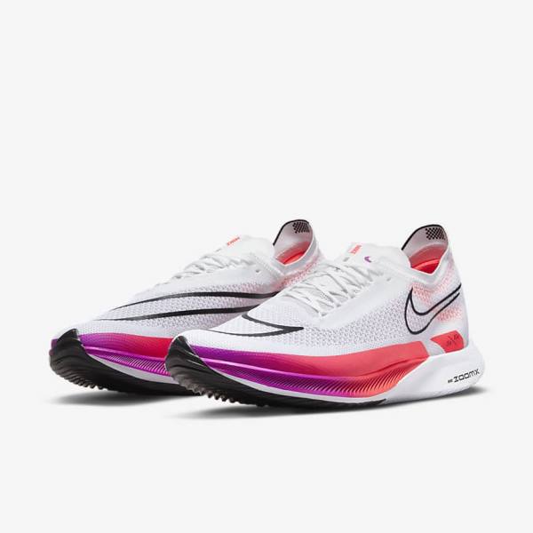 Nike ZoomX Streakfly Weg Race Hardloopschoenen Heren Wit Rood Paars Zwart | NK347YQD