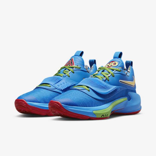 Nike Zoom Freak 3 Basketbalschoenen Dames Blauw Wit Rood Zwart | NK638XPU