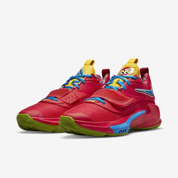 Nike Zoom Freak 3 Basketbalschoenen Heren Rood Wit Groen Zwart | NK980ZPG