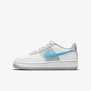 Nike Air Force 1 EMB Older Sneakers Kinderen Wit Grijs Turquoise Blauw | NK935GDL