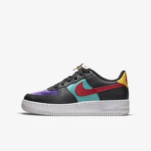 Nike Air Force 1 LV8 EMB Older Sneakers Kinderen Zwart Turquoise Paars Rood | NK063RXI