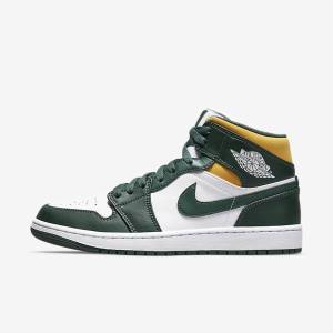 Nike Air Jordan 1 Mid Jordan Schoenen Heren Groen Wit | NK205FEL