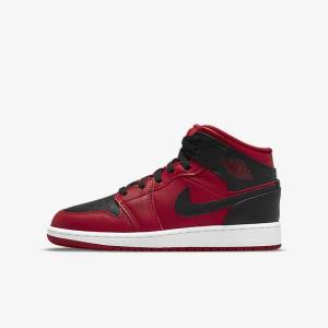 Nike Air Jordan 1 Mid Older Sneakers Kinderen Rood Wit Zwart | NK789GXC