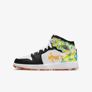 Nike Air Jordan 1 Mid SE Older Sneakers Kinderen Zwart Oranje Wit | NK198ICX