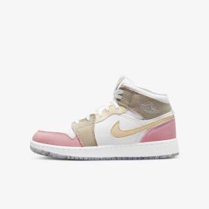 Nike Air Jordan 1 Mid SE Older Sneakers Kinderen Wit Groen | NK795RLB