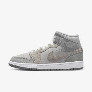 Nike Air Jordan 1 Mid SE Sneakers Dames Grijs Wit Grijs | NK631TSG