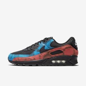 Nike Air Max 90 Sneakers Heren Zwart Blauw Rood Wit | NK351FVO