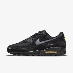 Nike Air Max 90 Sneakers Heren Zwart Geel Metal Grijs | NK582RAS