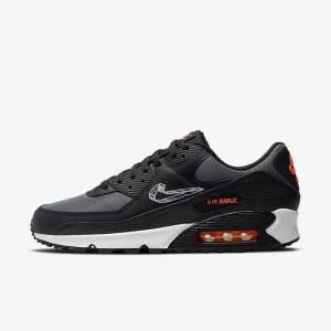 Nike Air Max 90 Sneakers Heren Zwart Oranje Grijs Wit | NK471SPX